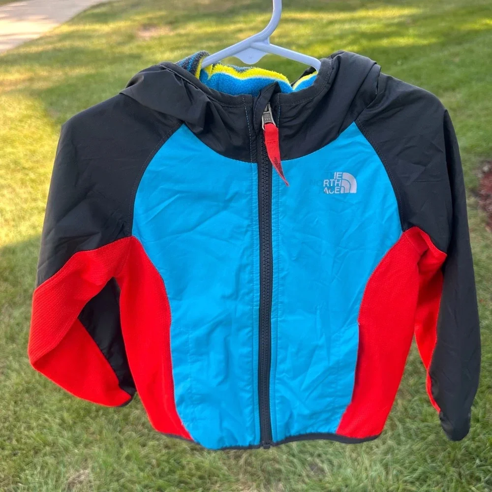 The North Face Kids Reversible Hooded Windbreaker Fleece Lined Jacket Size 3T
